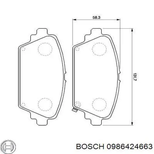 0986424663 Bosch колодки гальмівні передні, дискові