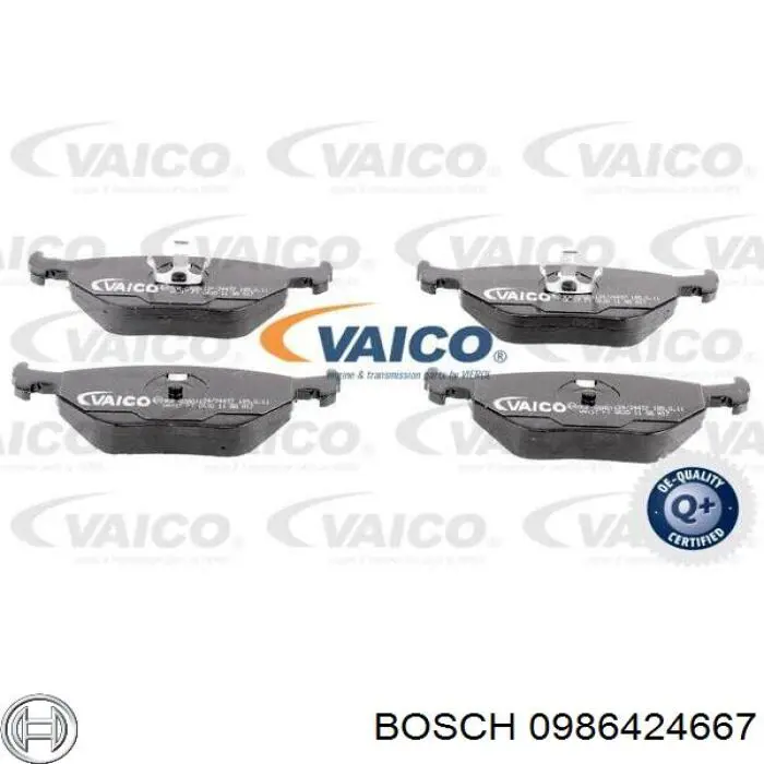 0986424667 Bosch Колодки гальмівні задні, дискові
