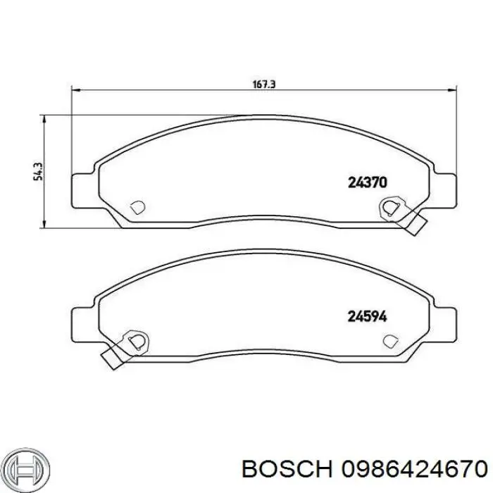 Гальмівні колодки Bosch 0986424670 ціна, від 19.00 USD