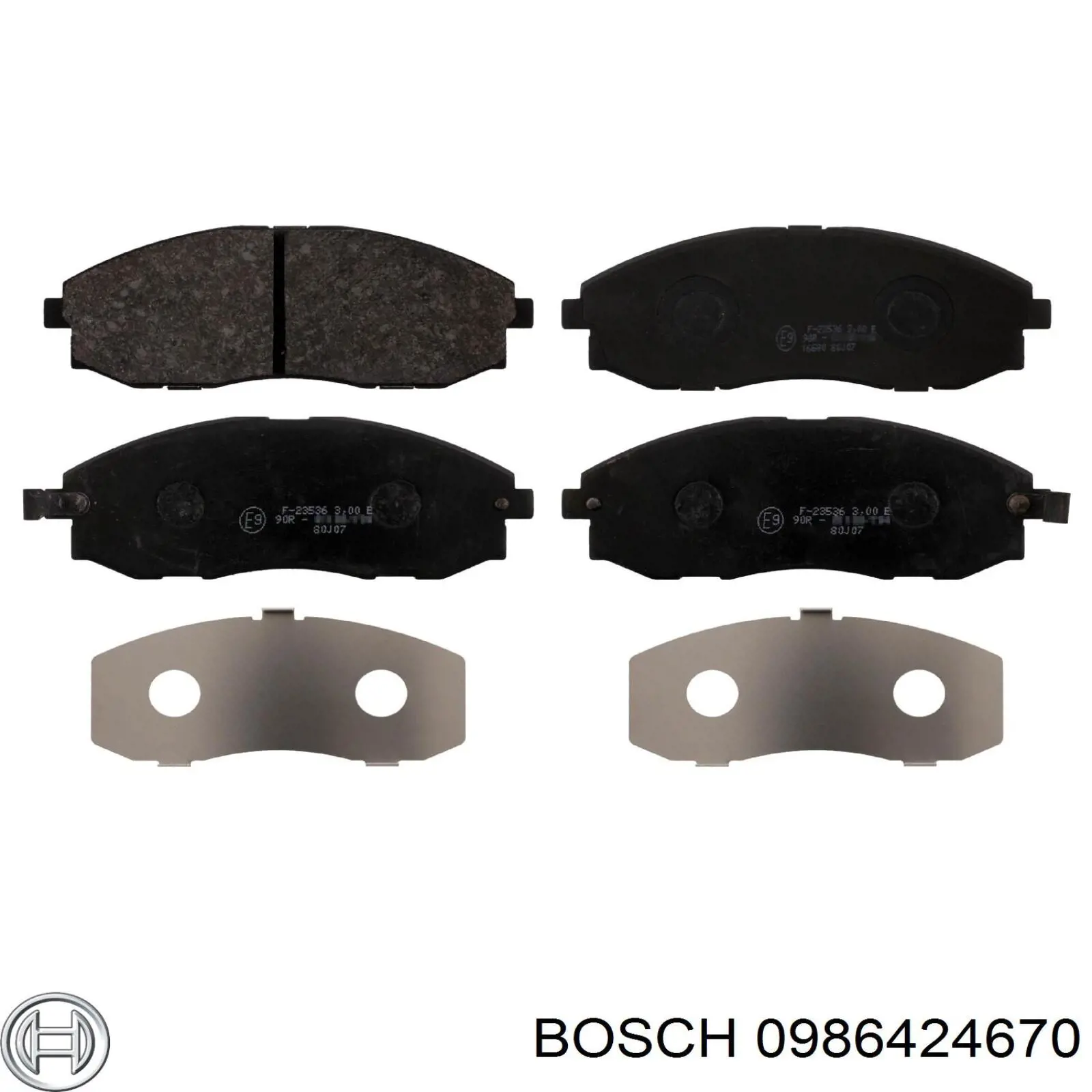 0986424670 Bosch колодки гальмівні передні, дискові