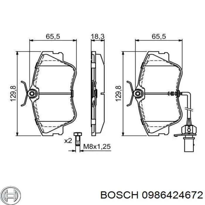 0986424672 Bosch колодки гальмівні передні, дискові