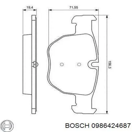 0986424687 Bosch колодки гальмівні передні, дискові