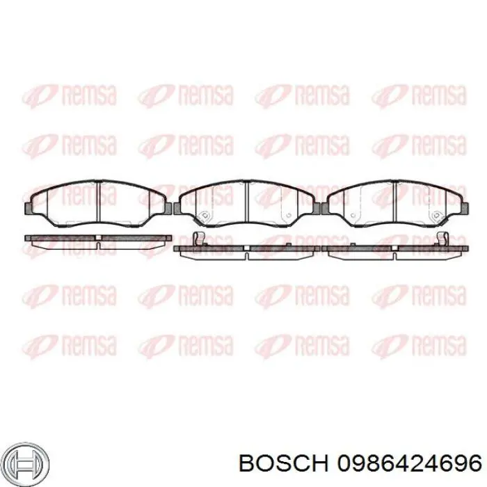 Купити 0986424696 Bosch Колодки гальмівні передні, дискові