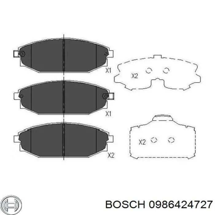 Купити 0986424727 Bosch Колодки гальмівні передні, дискові