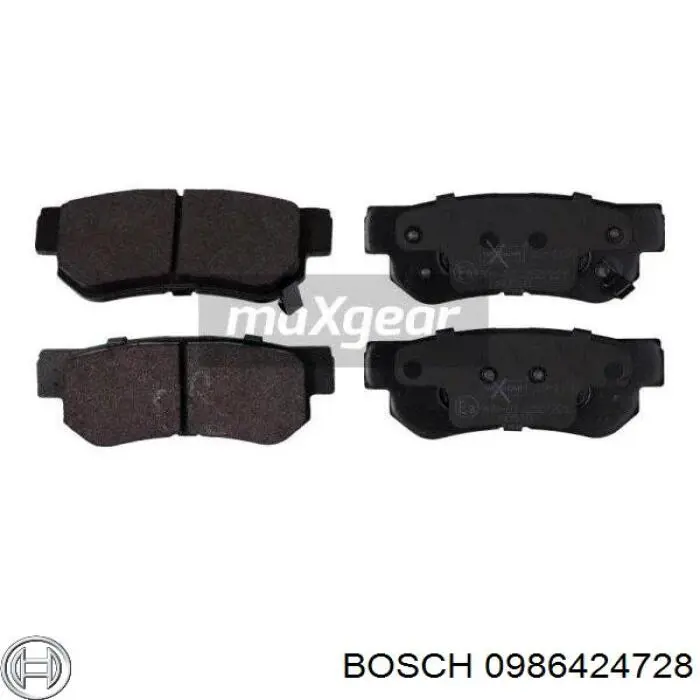 0986424728 Bosch Колодки гальмівні задні, дискові