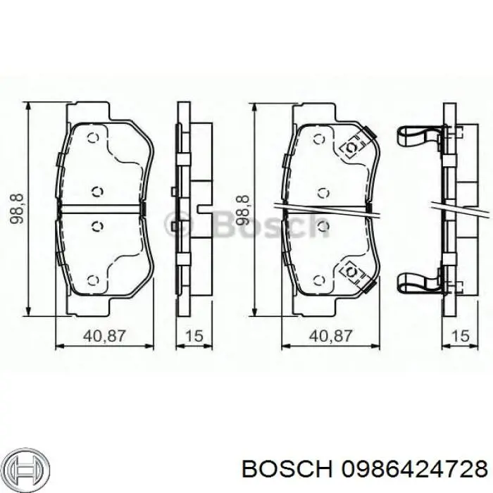 Задні гальмівні колодки Bosch 0986424728 ціна, від 16.58 USD