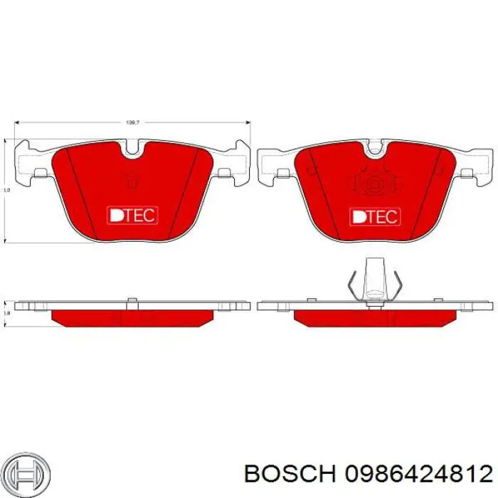 Задні гальмівні колодки Bosch 0986424812 ціна, від 48.60 USD