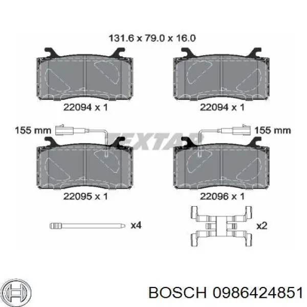 0986424851 Bosch Передні гальмівні колодки