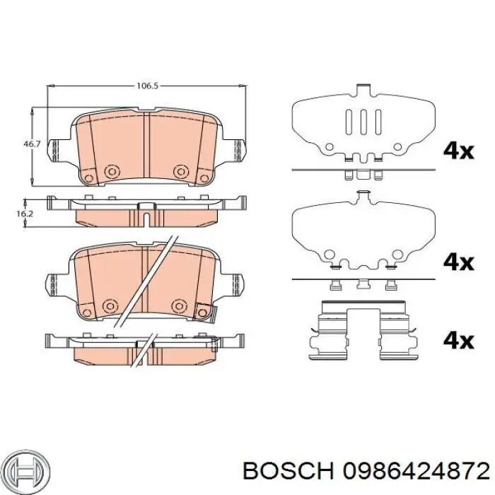 Купити 0986424872 Bosch Задні колодки