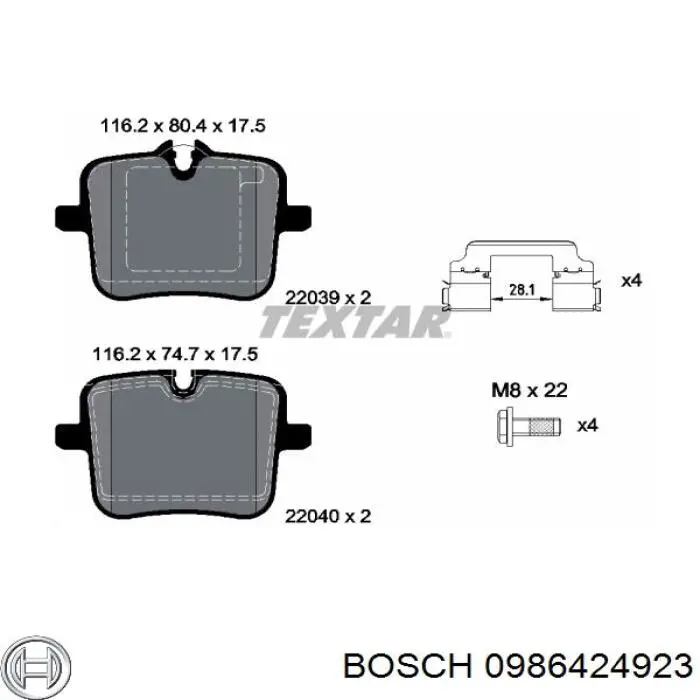 Колодки гальмові задні, дискові 0986424923 Bosch