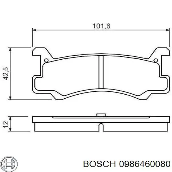 0986460080 Bosch колодки гальмові задні, дискові