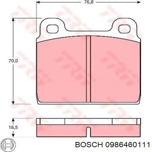 Купити 0986460111 Bosch Колодки гальмівні передні, дискові