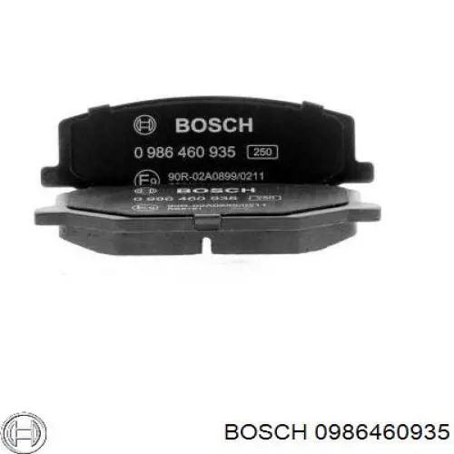 Колодки гальмівні передні, дискові 0986460935 Bosch