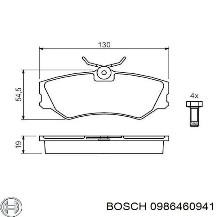 Передні тормозні колодки 0986460941 Bosch