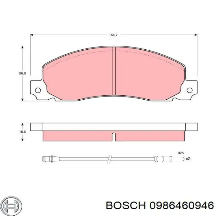 Передні тормозні колодки 0986460946 Bosch