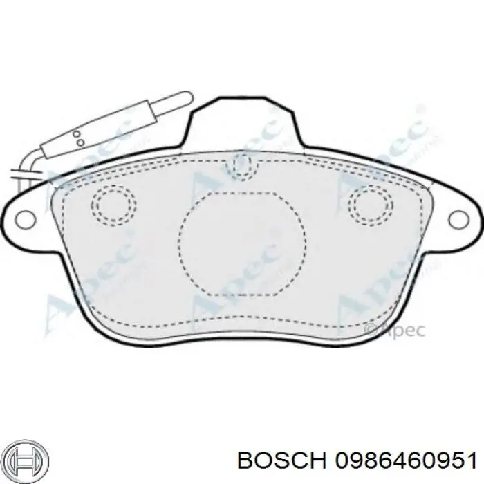 Колодки гальмівні передні, дискові 0986460951 Bosch