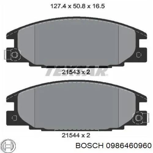 Колодки гальмівні передні, дискові 0986460960 Bosch