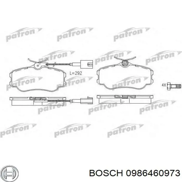 Колодки гальмівні передні, дискові 0986460973 Bosch