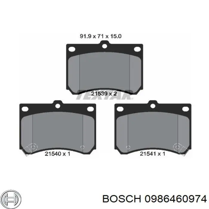 Передні тормозні колодки 0986460974 Bosch