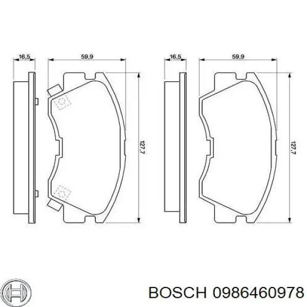 0986460978 Bosch колодки гальмівні передні, дискові