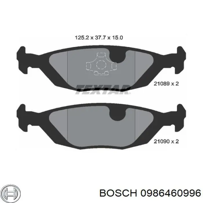 0986460996 Bosch колодки гальмові задні, дискові