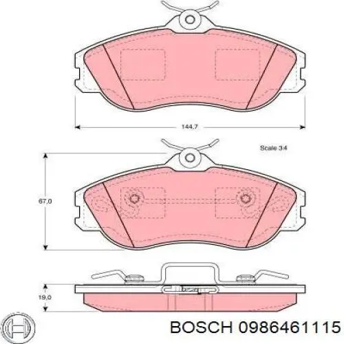 0986461115 Bosch Передні гальмівні колодки