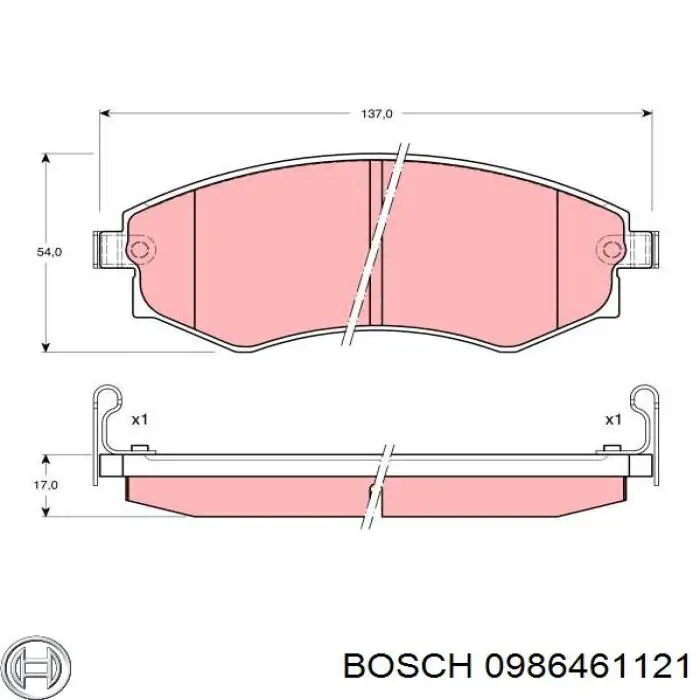 Купити 0986461121 Bosch Колодки гальмівні передні, дискові