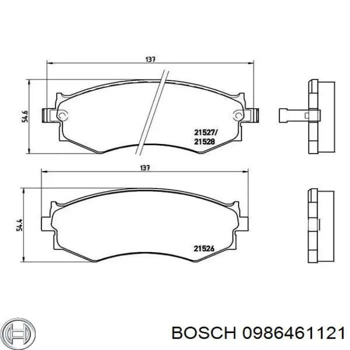 Передні тормозні колодки 0986461121 Bosch