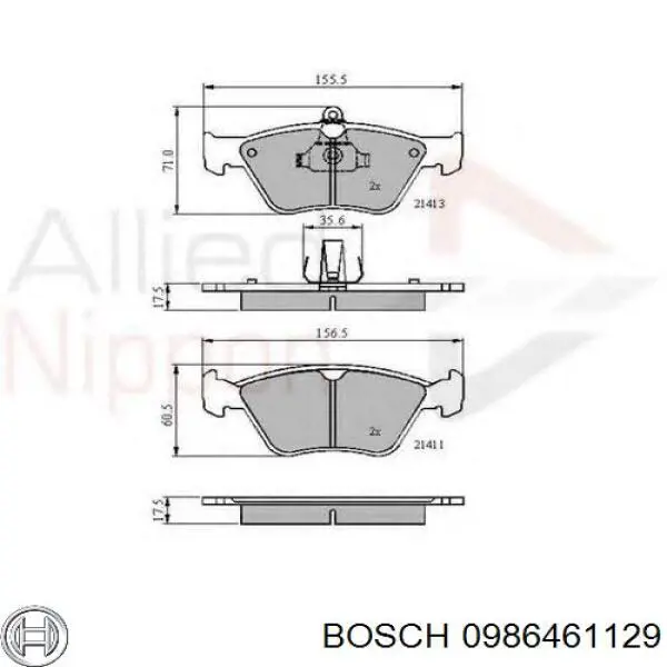 Передні тормозні колодки 0986461129 Bosch