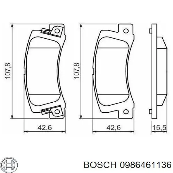 Задні гальмівні колодки 0986461136 Bosch