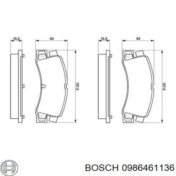 Купити 0986461136 Bosch Задні колодки