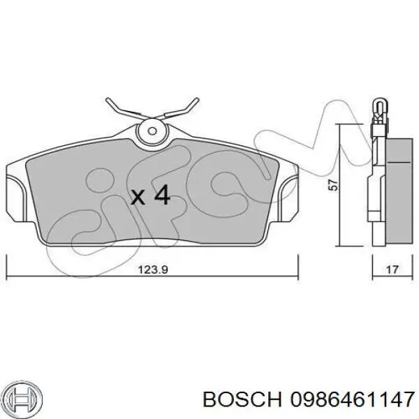 Передні тормозні колодки 0986461147 Bosch