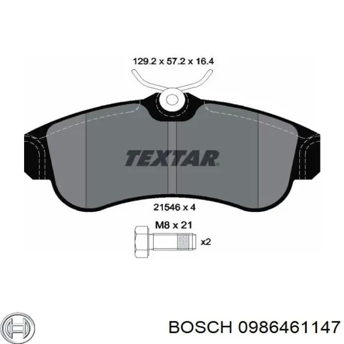 0986461147 Bosch колодки гальмівні передні, дискові