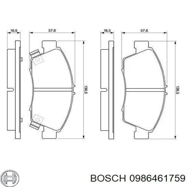 Передні тормозні колодки 0986461759 Bosch
