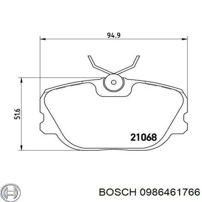 Купити 0986461766 Bosch Колодки гальмівні передні, дискові