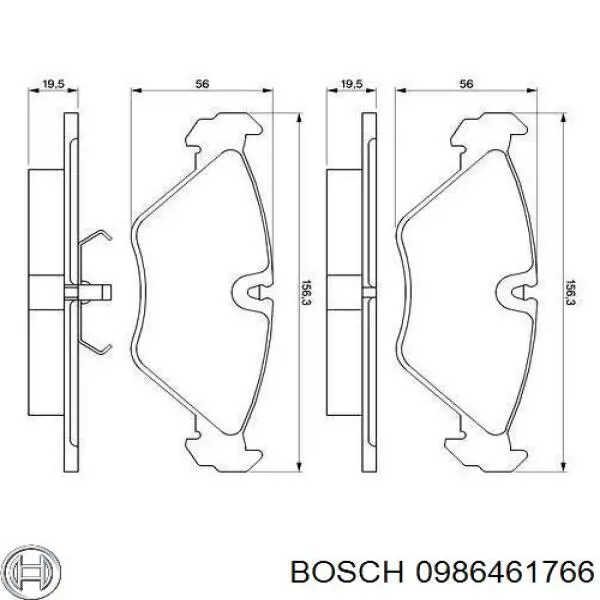 0986461766 Bosch колодки гальмівні передні, дискові
