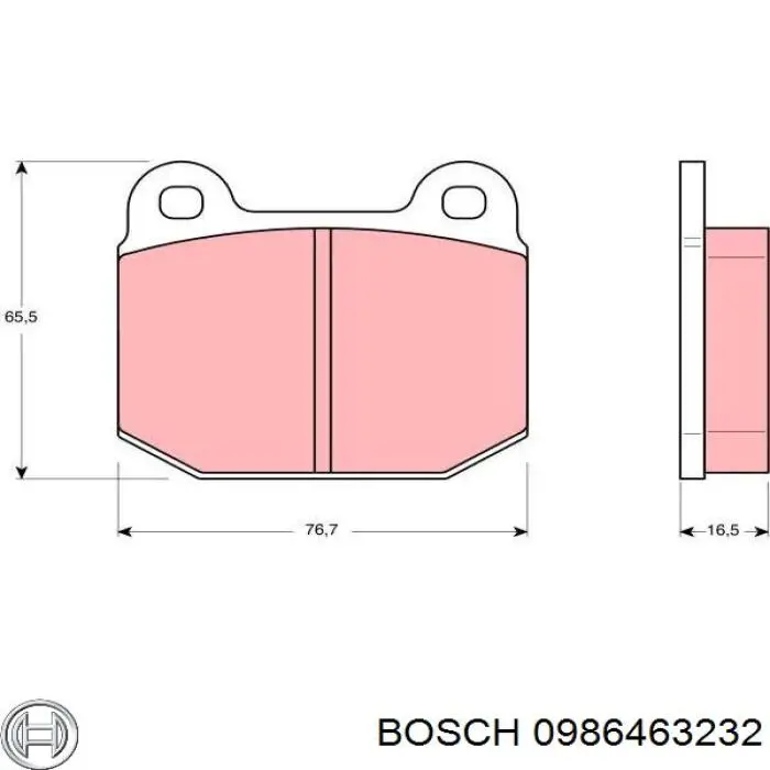 Колодки гальмівні передні, дискові 0986463232 Bosch