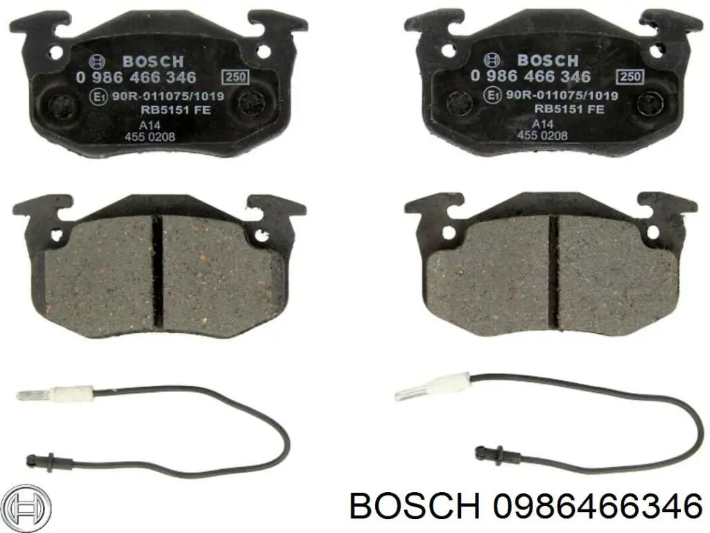 0986466346 Bosch колодки гальмівні передні, дискові