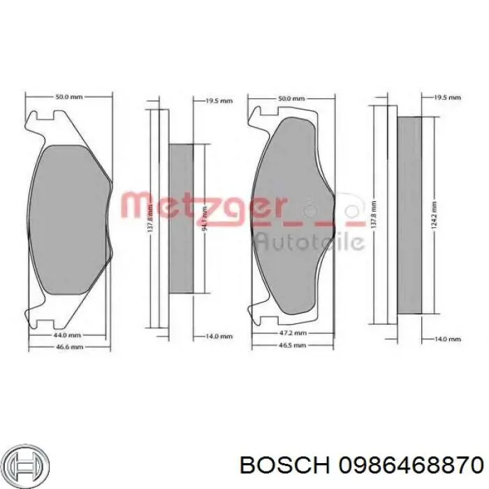 Тормозні колодки Bosch 0986468870