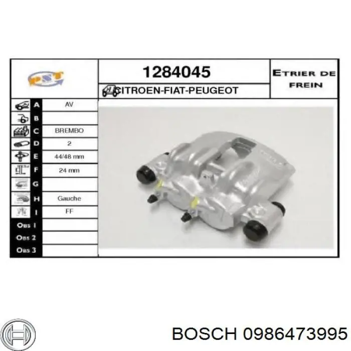 0986473995 Bosch Супорт тормзной