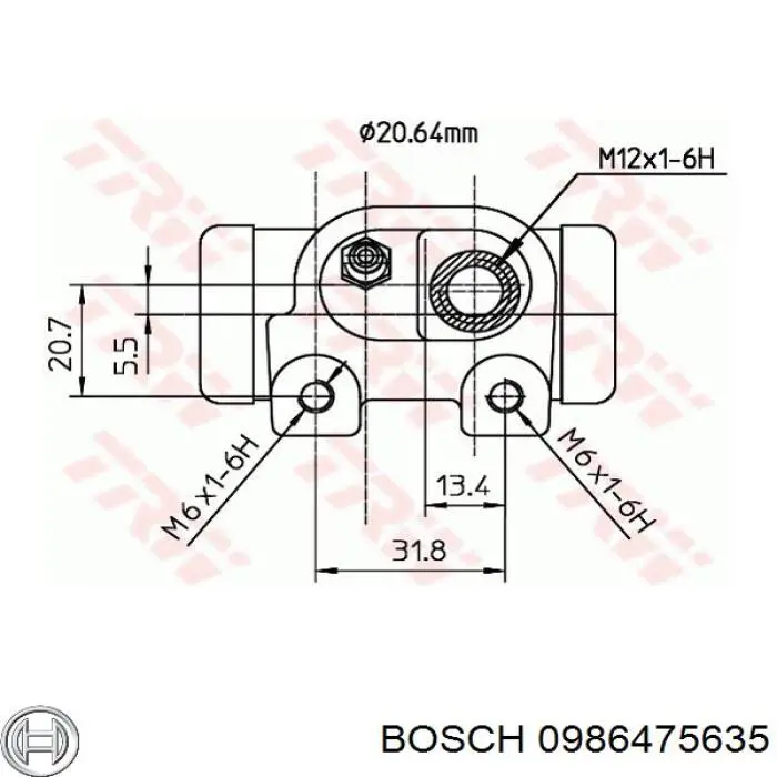 Купити 0986475635 Bosch Циліндр гальмівний колісний/робітник, задній