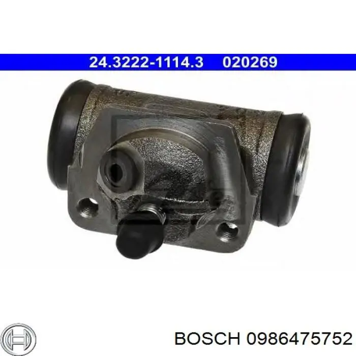 Циліндр гальмівний колісний/робітник, задній 0986475752 Bosch