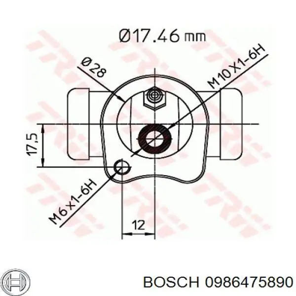 0986475890 Bosch циліндр гальмівний колісний/робітник, задній
