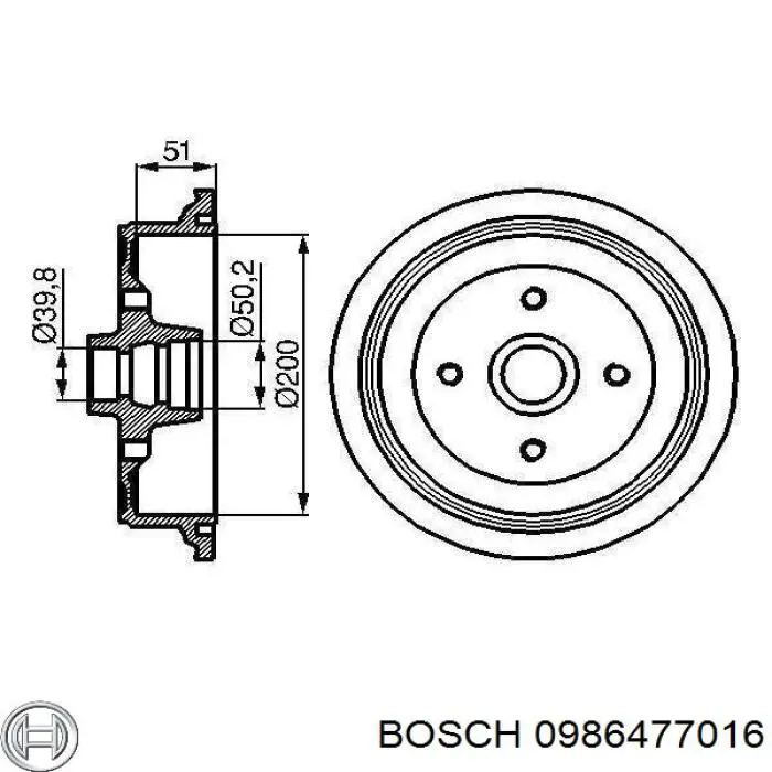 Барабан гальмівний задній 0986477016 Bosch