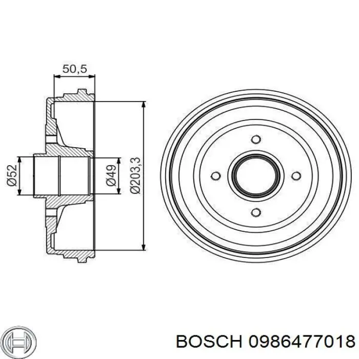Купити 0986477018 Bosch Барабан гальмівний задній