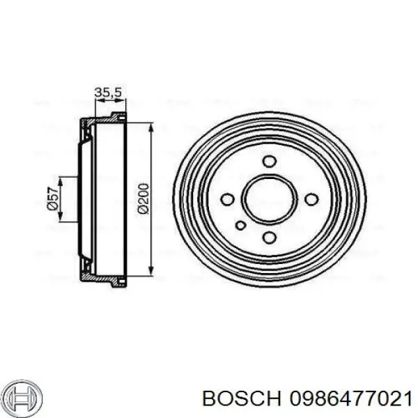Купити 0986477021 Bosch Барабан гальмівний задній