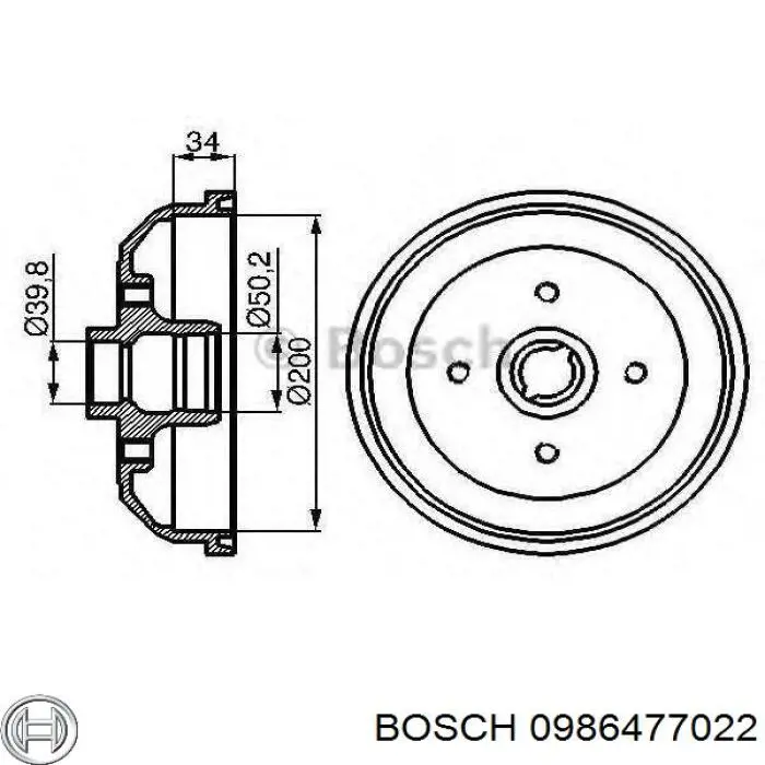 Купити 0986477022 Bosch Барабан гальмівний задній