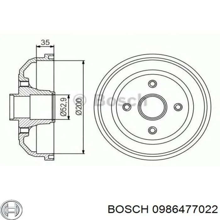 0986477022 Bosch Барабан гальмівний задній