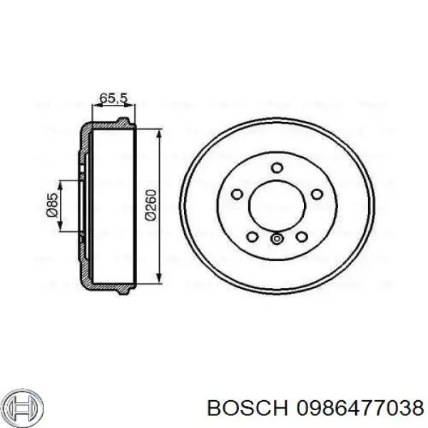 0986477038 Bosch барабан гальмівний задній