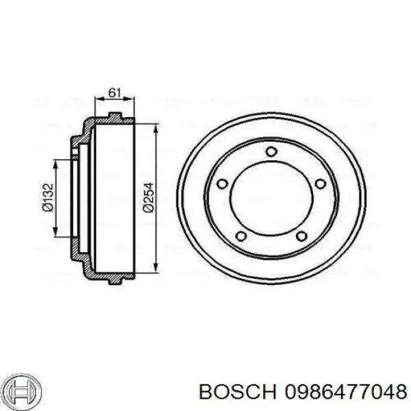 Барабан гальмівний задній 0986477048 Bosch